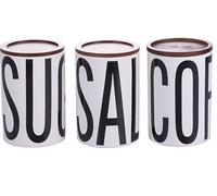 Villa d'Este Home Tivoli Lot de 3 pots de sel, sucre et café en céramique 750 ml, couvercle en bambou, Bigismore