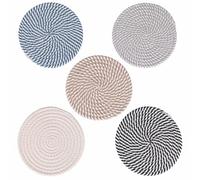 Villa d'Este Home Tivoli Lot de 5 Dessous de Plat en Polycoton Effet Crochet Ø 19 x 0,7 cm