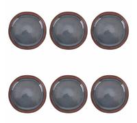 Villa d'Este Home Tivoli Lot de 6 assiettes plates gris marine en grès, bordure brune, Bretagne Atlantique
