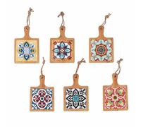 Villa d'Este Home Tivoli Lot de 6 planches à découper en bois de bambou et céramique, 19,6 x 12,9 cm, tradition