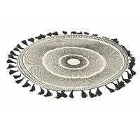 Villa d'Este Home Tivoli Lot de 6 Sets de Table Ronds 38 cm en Jute avec Franges, Noir