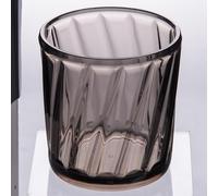 Villa d'Este Home Tivoli Lot de 6 verres à whisky 325 ml en acrylique, surface avec lignes verticales obliques, mode fumé