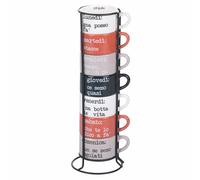 Villa d'Este Home Tivoli Lot de 7 tasses à café 90 ml empilables en porcelaine avec stand, S.P.Q.eRe