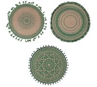 Villa d'Este Home Tivoli Set de Table Rond en Jute, Vert