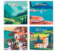 Villa d'Este Home Tivoli That's Amore Lot de 4 carreaux décoratifs en céramique, fond en liège, 20 x 20 cm