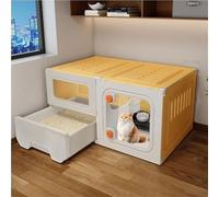 Villa d'intérieur pour chat, maison de luxe à deux couches à trois couches avec bac à litière, maison en plastique durable pour une vie confortable