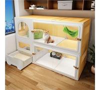 Villa d'intérieur pour chat, maison de luxe à deux couches à trois couches avec bac à litière, maison en plastique durable pour une vie confortable