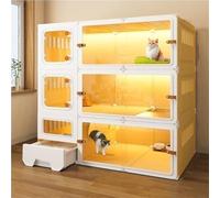 Villa d'intérieur pour chat, maison de luxe à deux couches à trois couches avec bac à litière, maison en plastique durable pour une vie confortable