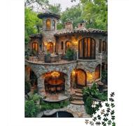 Villa en Pierre Rustique Set Puzzle 1000 Pièces Famille, Carton Solide Recy coration Intérieure, Art Mural, Loisirs Indoor, Défi Mental 38x26cm/1000pcs