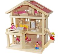 Villa Freda rose Maison de poupées Villa urbaine + famille de poupées + meubles de poupées + berceau