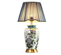 Villa Living Room Corner Several European-Style Ceramic Table Lamps Retro Bedroom Bedside Chinese Style (Color : Push Button Switch Size : 69x40cm) (Remote Control Switch 69x40cm)