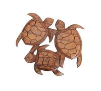 Villa Métisse La Ronde des Tortues | Décor Mural 35cm en Bois de Suar sculpté Main
