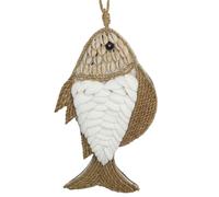 Villa Métisse Suspension Poisson en Coquillages et Jonc de Mer 17cm | Déco Bord de Mer