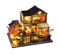 Villa Miniature en Bois - Modèle avec éclairage LED | 5,59 Pouces Kit de Construction Artisanat réaliste | Puzzle 3D Maison Décoration intérieure Cadeau créatif Adultes