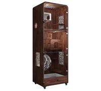Villa pour Animaux de Compagnie Cat Cabinet Cage Villa Wood Black Walnut Aluminum Alloy Ice Nest Home À Usage Domestique