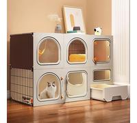 Villa pour chat, avec litière d'intérieur à faire soi-même, pour chatons, chiots, cochons d'Inde, lapins, chinchillas (couleur unique, 106 x 46,5 x 71 cm)