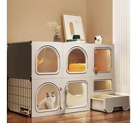 Villa pour chat, avec litière d'intérieur à faire soi-même, pour chatons, chiots, cochons d'Inde, lapins, chinchillas (couleur unique, 106 x 36,5 x 71 cm)