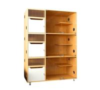 Villa pour Chat Cage pour Chat en Bois Massif Villa pour Chat Vitrine Cage Maison Armoire en Verre à Trois Couches Cage d'accueil Nid de Chat Maison pour Chat Cage pour Chat (Taille: 6) (A 4)