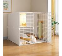 Villa pour chat d'intérieur - Niche en métal amovible - Maison pour petits animaux - Cage pour chat assemblée à faire soi-même - Conçue pour durer