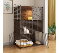 Villa pour chat d'intérieur - Niche en métal amovible - Maison pour petits animaux - Cage pour chat assemblée à faire soi-même - Conçue pour durer