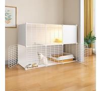 Villa pour chat d'intérieur - Niche en métal amovible - Maison pour petits animaux - Cage pour chat assemblée à faire soi-même - Conçue pour durer