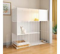 Villa pour chat d'intérieur - Niche en métal amovible - Maison pour petits animaux - Cage pour chat assemblée à faire soi-même - Conçue pour durer