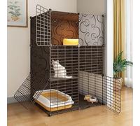 Villa pour chat d'intérieur - Niche en métal amovible - Maison pour petits animaux - Cage pour chat assemblée à faire soi-même - Conçue pour durer