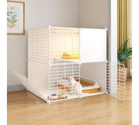 Villa pour chat d'intérieur - Niche en métal amovible - Maison pour petits animaux - Cage pour chat assemblée à faire soi-même - Conçue pour durer