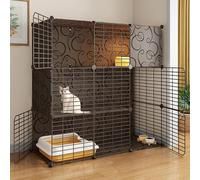 Villa pour chat d'intérieur - Niche en métal amovible - Maison pour petits animaux - Cage pour chat assemblée à faire soi-même - Conçue pour durer