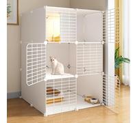 Villa pour chat d'intérieur - Niche en métal amovible - Maison pour petits animaux - Cage pour chat assemblée à faire soi-même - Conçue pour durer