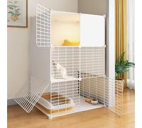 Villa pour chat d'intérieur - Niche en métal amovible - Maison pour petits animaux - Cage pour chat assemblée à faire soi-même - Conçue pour durer