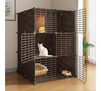 Villa pour chat d'intérieur - Niche en métal amovible - Maison pour petits animaux - Cage pour chat assemblée à faire soi-même - Conçue pour durer