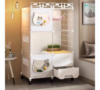 Villa pour Chat Transparente HD avec Porte Libre Cage à Chat Multicouche avec Bac à Litière Cage à Chat en Métal Maison D'intérieur pour Chat, Facile à Installer, Convient pour 1-2 Chats ( Color : Bas
