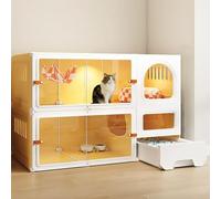 Villa pour Chats Qui Ne Prend Pas de Place, Cages pour Chats DIY À 2/3/4 Niveaux, Porte Coulissante Panoramique pour Une Interaction Facile(105x45x70cm)