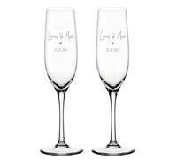 VILLA ROSA LOTTA Set de 2 Flûtes à Champagne Leonardo Premium Gravées | Cadeau Mariage Personnalisé pour les Mariés, Noms et Date | Verres à Pied Étiré Élégants