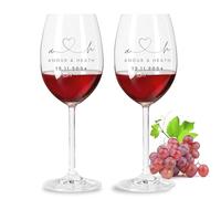 VILLA ROSA LOTTA Set de 2 Verres à Vin Leonardo avec Gravure Personnalisée - Cadeau Mariage Unique pour Couple : Initiales, Nom et Date - Fiançailles, Anniversaire