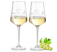 VILLA ROSA LOTTA Set de 2 Verres à Vin Leonardo avec Gravure Personnalisée - Cadeau Mariage Unique pour Couple, Noms, Date et Initiales - Fiançailles, Anniversaire