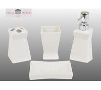 Villa Wesco Set de salle de bain céramique blanc 4pcs distributeur de savon gobelet de nettoyage de dents garniture de salle de bain
