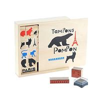 Villac - Coffret Tampons Pompon - Jouets en Bois - 23 Tampons Artisitques - Jeu Créatif pour Enfants - Développement de l'Imagination - Tampon Artiste Hommage - Coffret de Rangement - 3 Ans et Plus