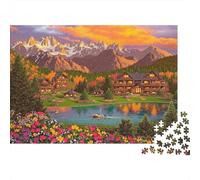 Village Alpin Paysage du Lac Puzzle 1000 Pièces Papier pour Adultes Relaxation Décoration Familiale Cadeau 38x26cm/1000pcs