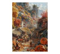 Village Automne 1000 Pièces Mini Puzzle pour Adultes | 38x26cm Carton, Décor Salon, Structure Durable, Cadeau Anniversaire, Relaxation Esprit