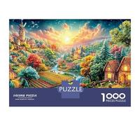 Village avec Moulin à Vent et ruisseau Puzzle De 1000 Pièces Ville européenne Parfait pour Les Soirées De Puzzle en Famille, Adultes Et Enfants 52x38cm/1000pcs