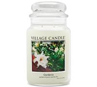 Village Candle Gardenia Bougie parfum e en pot d'apothicaire en verre de grande taille 21,25 oz Blanc