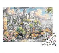 Village Château Médiéval Puzzle 1000 Pièces Papier pour Adultes Paysage Campagne Jeu de Puzzle Famille Détente 70x50cm/1000pcs