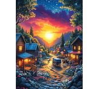 Village Confortable au Coucher du Soleil Puzzles 1000 Pièces pour Adultes Moderne Educa Divertissement Créatif Challenge Décoration Intérieure Cadeau Original 1000 PCS