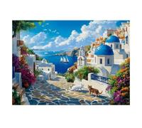 Village Côtier Chat Puzzle, 1000 Pièces pour Adultes Haute Qualité | 38x26cm Réduction Du Stress, Décoration Intérieure, Passe-temps Intellectuel, Papier, Cadeau Ami