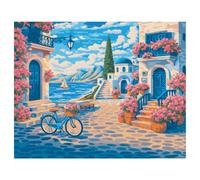 Village côtier en fleurs 24 x 30 cm - Peinture par numéros