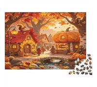 Village dAutomne Contes de Fées Puzzle pour Adultes Puzzle 1000 Pièces Papier Jeu de Puzzle 1000 Pièces Maisonnette Champêtre Automne Détente Décoration Famille 52x38cm/1000pcs
