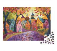 Village de Conte Coloré Puzzle pour Adultes Puzzle 1000 Pièces Paysage dAutomne Papier Décompression Décoration Cadeau 38x26cm/1000pcs