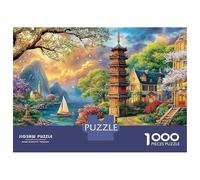Village de Montagne 1000 Pièces Puzzle Unique Jeu Cadeau Unique Jardin Japonais Zen Puzzle Jouets De Jeu pour Adultes Et Enfants 52x38cm/1000pcs